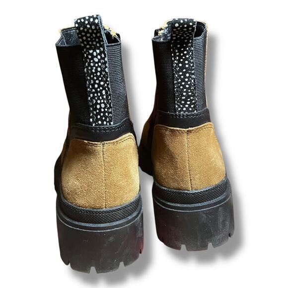 Lucky Brand Easlie Suede Chelsea Boots Tan Brown Black 8.5M - Picture 5 of 6